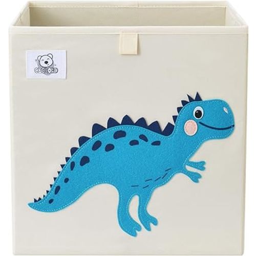 CLCROBD Foldable Animal Cube Storage Bins Fabric Toy Box/Chest/Organizer for Toddler/Kids Nursery, Playroom, 13 inch (Dino T-Rex)