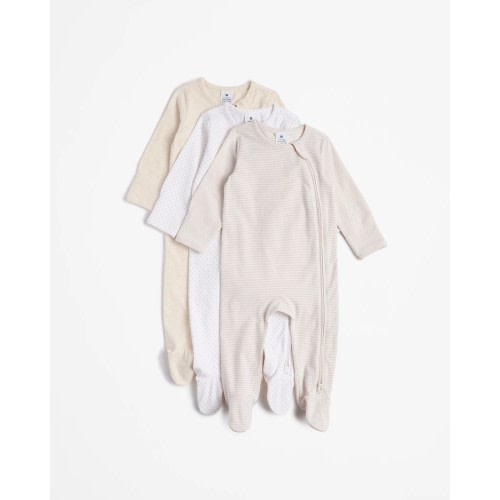Baby Organic Cotton Print Zip Coveralls 3 Pack - Oyster Gray | Target Australia