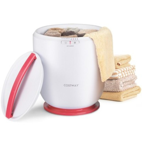 Costway Countertop Towel Warmer Bucket with Aromatherapy Holder Auto Shut Off & Timer Pink