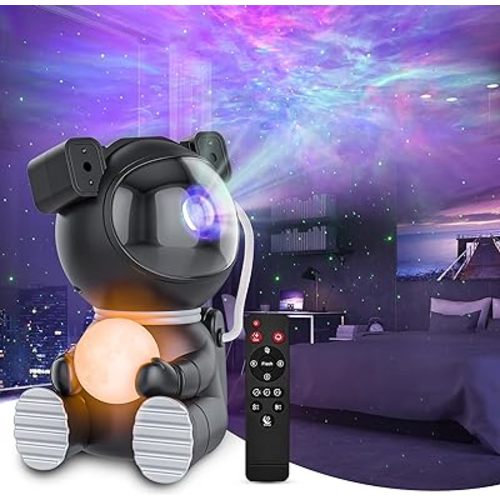 Astronaut Galaxy Projector, Star Projector with Timer and Remote, Night Light with Moon Lamp, LED Nebula Lamp for Kids Adults, Room Decor Gift (Black)