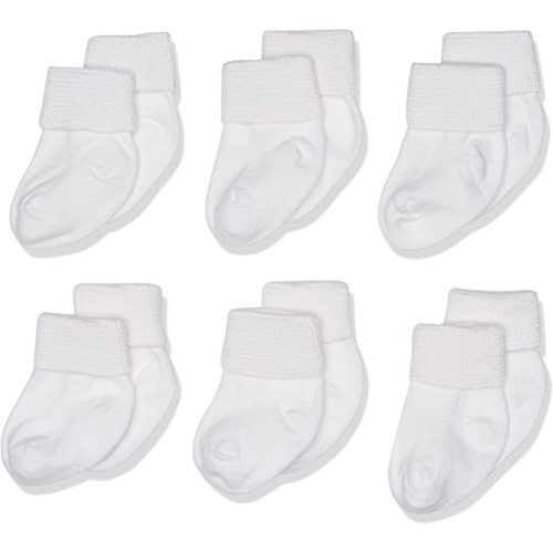 Jefferies Socks Baby Boys' Newborn Turn Cuff Bootie 6 Pair Pack - White