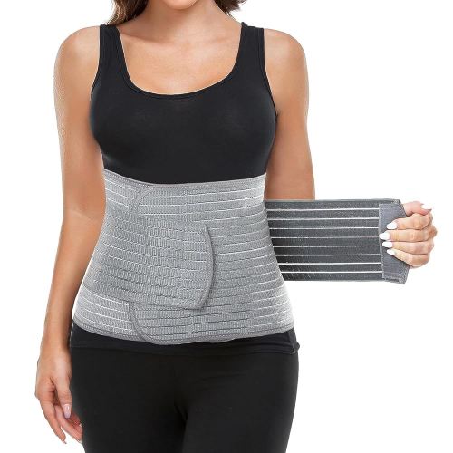 Postpartum Belly Wrap, Postpartum Belly Band, Abdominal Binder Post Surgery Ergonomic 9.5", Abdomen Hernia Support Belt for Men and Women, Waist/Pelvis Belt for Stomach Support & Back Pain Relief (Polyester Made with Bamboo Charcoal Fiber),L/XL