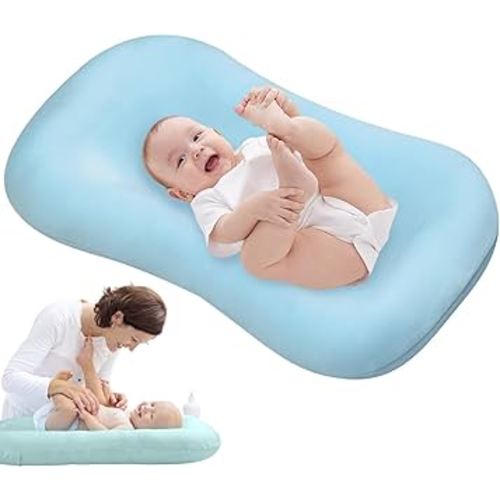 Baby Lounger Pillow for Newborn, Snuggle Organic Lounger for Baby, Soft Cotton Breathable Baby Nest Sleeper (Blue_,95x55cm/37.4x21.6in)