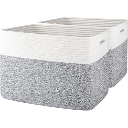 OIAHOMY Storage baskets for Shelf, Toy Storage Basket, Collapsible Storage Bins, Blanket Basket Living Room, Closet Storage for Bedroom, 16.5 x 13 x 12 Inches-Pack of 2-Brown