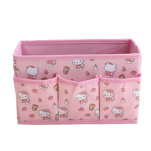 Kawaii Collapsible Storage Bin, Cute 4 Grids Storage Box Makeup Holder Office Desk Organizer Room Decor for lipstick,makeup brush,hair accessories...