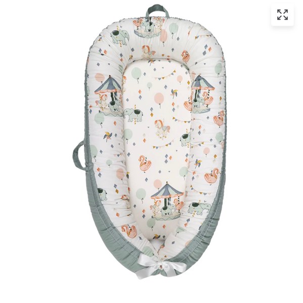 Premium Cotton Baby Lounger Nest - Carousel Print