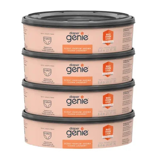 Diaper Genie Clean Laundry Scent Round Refill 4-pack, 1080-count, Plus 2 Carbon Filters | Costco
