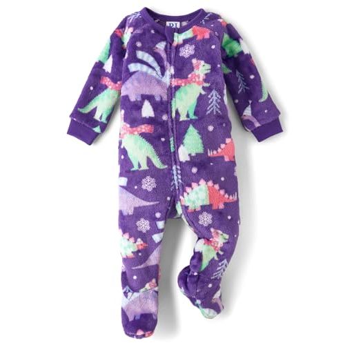 The Children's Place Baby Girls' and Toddler Fleece Zip-Front One Piece Footed Pajama