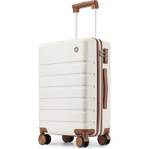Carry on Luggage Suitcase, 22x14x9 Airline Approved 20 Inch Hardside Carry-on Luggage with Spinner Wheels, Hard Shell Luggage with TSA Lock, Hard Case Small Travel Suitcase (White, 20-Inch)