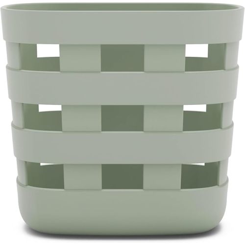 Lalo Bath Time Storage Bin - Keep Items Organized & Dry with Non-Toxic Plastic, Easy Cleanup, Removable Drying Bin, Woven Baby Organizer, Secure Wall Attachment, 9 x 5.5 x 8.5 in - Sage