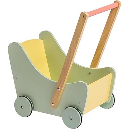 JC Toys Parfait Collection | Deluxe Wooden Push Cart Stroller| for Dolls and Stuffed Animals up to 20" | Ages 3+ | Twiggly Toys