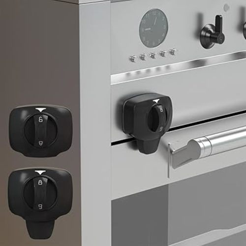 2 Pack Updated Oven Door Lock, Childproof Oven Front Lock, 3M VHB Adhesive, Easy to Install & Use Durable and Heat-Resistant Material no Tools Need or Drill (Black)