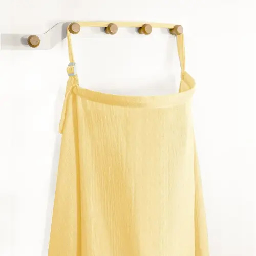 Muslin Nursing Covers for Breastfeeding, Arch Neckline Breast Feeding Covers for Women, Moms Privacy Breathable Summer Nursing Apron, 43.3" x 25.6" Soft Feeding Cover (Beige Cream Light Style)