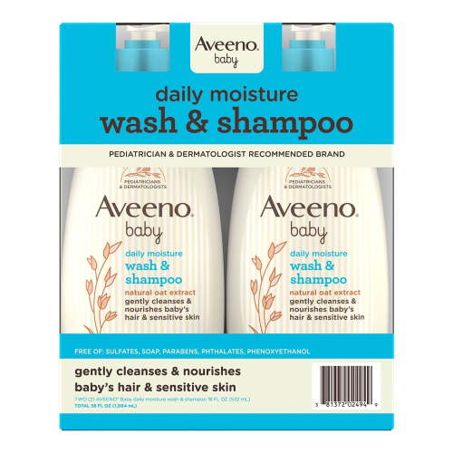 Aveeno Baby 2-in-1 Wash and Shampoo, 18 fl. oz., 2 pk.