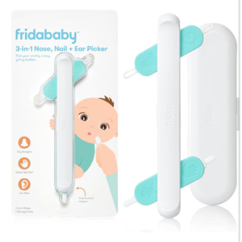 Frida Baby 3-in-1 Nose, Nail + Ear Wax Removal Tool, Baby Ear Cleaner + Baby Nose Cleaner and Nail Tool for Babies + Toddlers, Safely Clean Baby's Boogers