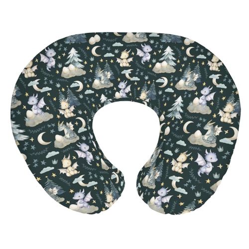 Fairytale Dragons Baby Nursing Pillow Cover for Boy Girl Cute Dragon Moon Stars Clouds Trees Eggs Nursery Pillowcase for Breastfeeding Pillows Fantasy Animal Soft Stretchy Slipcover for Newborn Infant