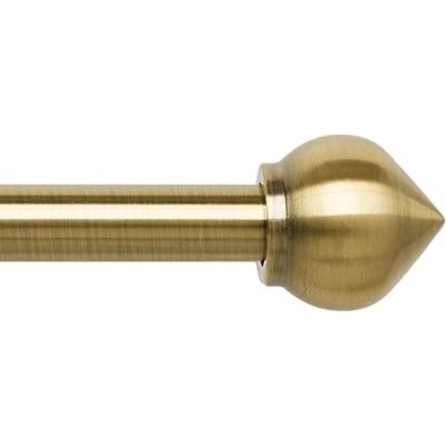 3/4" Standard Decorative Adjustable Curtain Rod,Heavy Duty Curtain Rods Set for Windows,30 To 122 Inch, Antique Brass