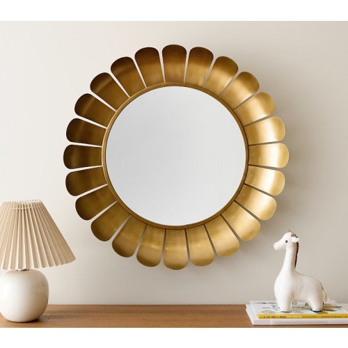 Sculpted Metal Sun Mirror (30")