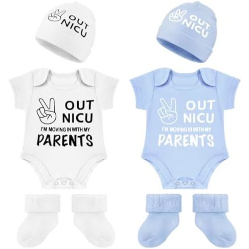 2 Set Nicu Baby Preemie Outfits Clothes Preemie Hat Socks Bodysuit out Nicu Baby Body Suit Clothing Essentials