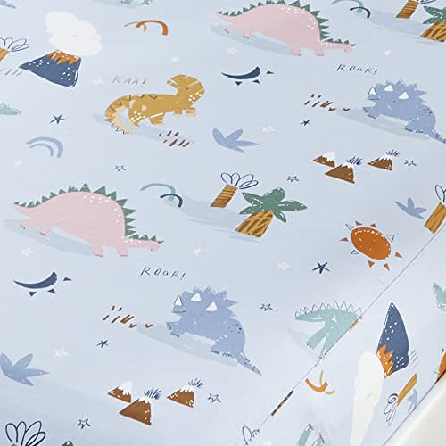 Brandream Dinosaur Crib Sheet Sets Animal Fitted Crib Sheet for Boys and Girls Neutral Cotton Forest Boho Baby Crib Sheet for Standard Crib Mattress Blue