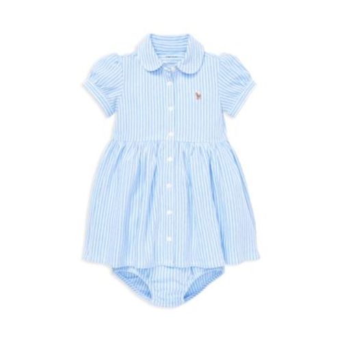 Girls' Striped Oxford Dress & Bloomers Set - Baby (9 Months - Blue)