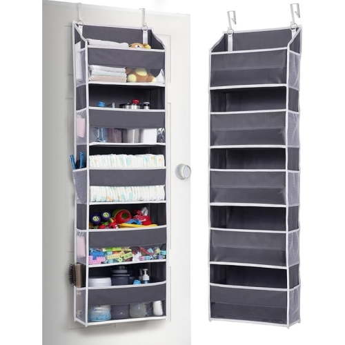 Ihvewuo Over the Door Organizer with 5 Large Pockets and 10 Side Mesh Pockets Visible Hanging Door Organizer Large Capacity Behind Door Organizer Over the Door Storage Organizer for Home