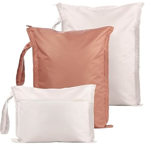 Wet Dry Bags Water Resistant - 3 Pack Reusable Waterproof Wet Dry Bag for Swimsuits & Baby Clothes - Leakproof Storage Pouch Bag for Travel & Baby Diaper - Travel Laundry Daycare Bags