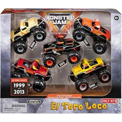 Monster Jam, Evolution Edition El Toro Loco, 5 Exclusive Die-cast Monster Trucks for Kids Ages 3 and Up