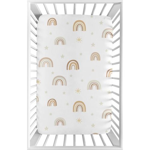 Sweet Jojo Designs Boy, Girl, Unisex/gender Neutral Baby Fitted Mini Crib Sheet Boho Rainbow Neutral Multicolor