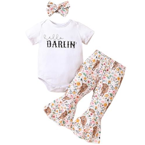 Yvowming Newborn Baby Girl Clothes Infant Ruffle Romper Pants Set Summer Outfits Cute Baby Clothes for Girls