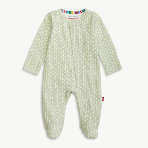 green cable leaf organic cotton magnetic parent favorite footie – Magnetic Me