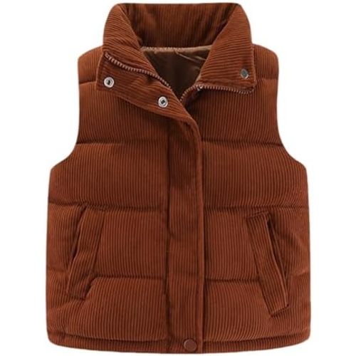 Happy Cherry Corduroy Vest for Toddler Baby Sleeveless Winter Jacket Stand Collar Thick Warm Coat 1-10Y