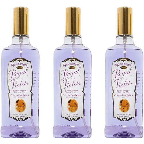 Royal Violets Baby Cologne. Clean, Mild and Long Lasting Fragrance. With Aloe Vera. 7.6 Fl Oz / 225 ml. Pack of 3