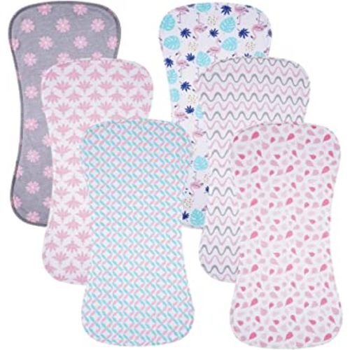 6 Pack Cotton Baby Burp Cloths Extra Absorbent Soft for Baby Boys and Girls (Pink02)