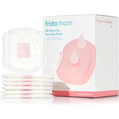 Frida Mom Nursing Pads, Disposable Nursing Pads with Ultra Absorbency, and Soft Texture, Breastfeeding Essentials, 60ct