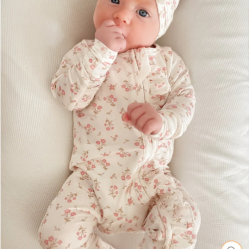 Frill Zip Romper | Paisley Peony – Little and Fern