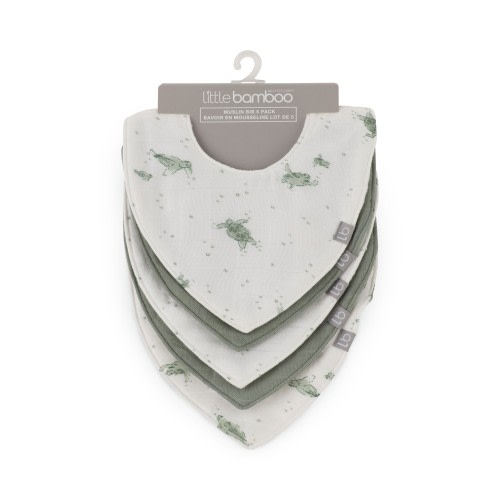 Little Bamboo Muslin Bib 5 Pack Turtle Bay