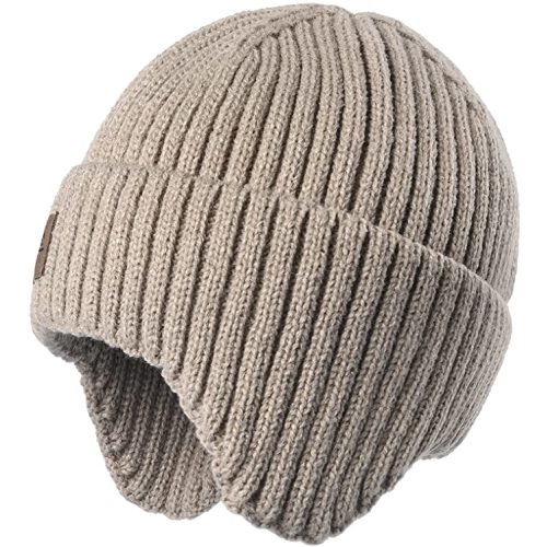 Baby Beanie Fleece Lined Toddler Winter Hat with Ear Flaps Little Girls Boys Warm Hats Cute Beanies for Kids - 0-6 Months - Smoke Grey