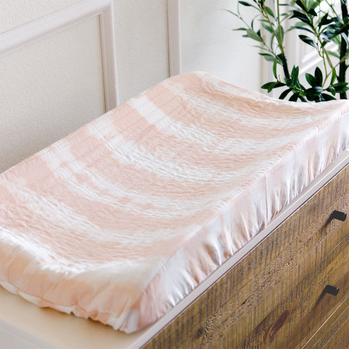 Crane Baby Cotton Quilted Change Pad Cover - Rose Tie Dye