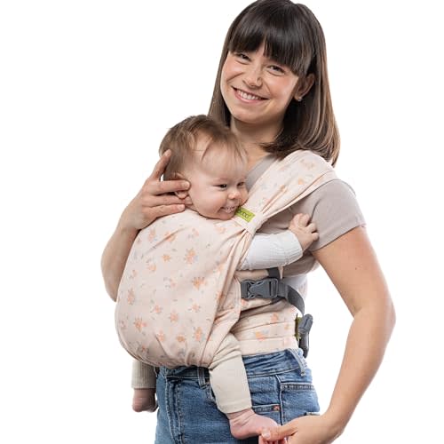 Boba Pre-Wrapped Baby Wrap Carrier with Buckle, Easy Adjust Soft Infant Baby Carrier Hybrid for Boy or Girls, Baby Sling for Newborn up to 35 lbs (Posy)