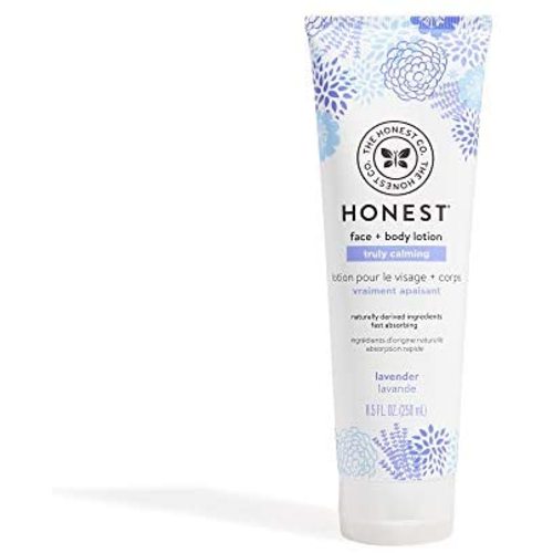 The Honest Company Truly Calming Face + Body Lotion | Dermatologist Tested | Body Lotion for Sensitive Skin | Baby Lotion | Lavender Essential Oils & Chamomile | 8.5 Fl Oz