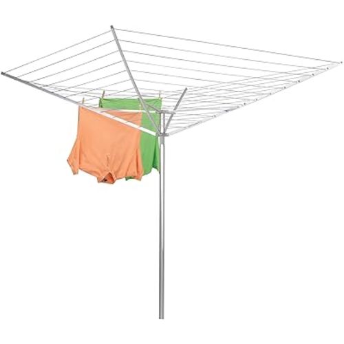 Outdoor Umbrella Drying Rack | Aluminum Arms and Steel Post | 12-Lines with 165 ft. Clothesline