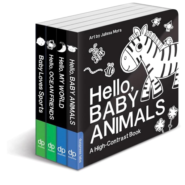 High Contrast Baby Book Set: 4 Board Books for Newborns