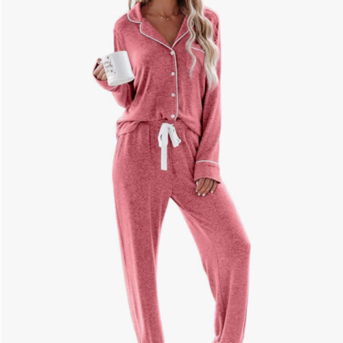 Aamikast Women's Pajama Sets Long Sleeve Button Down Sleepwear Nightwear Soft Pjs Lounge Sets