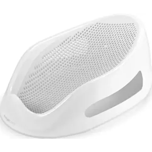 Angelcare Baby Bath Support, Grey, Birth to 6 Months, Made in Canada | Ergonomic soft-touch bath support keeps newborns secure and comfortable during bath time from birth up to 6 months or 20 lb.