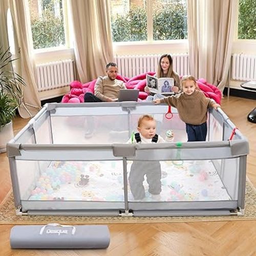 Baby Playpen, Playpen for Babies & Toddlers 47x47 Small Sturdy & Safety Play Pen with Anti-Slip Base Activity Center Fence for Indoor & Outdoor Play Yard with Zipper Door