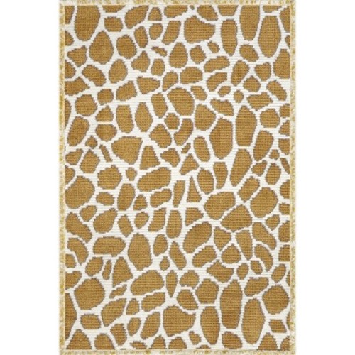 Nuloom Amberleigh Animal Print 3x5 Accent Indoor Area Rug for Living Room Bedroom Dining Room Entryway Kitchen, Mustard/Ivory