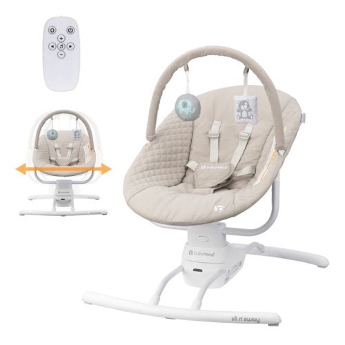 Baby Trend Sit N Sway Portable Baby Swing - Dash Tan: Adjustable Speed Settings, Battery Powered, 5-Point Harness