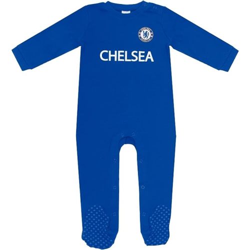 Chelsea FC Baby Sleepsuit Romper Boys Girls Official Soccer Gift - 3-6 Months - Blue