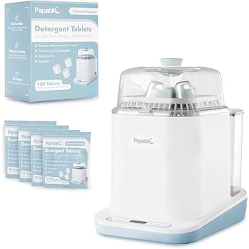 Papablic Bottle Washer and Sterilizer and Dryer, All-in-One Bottle Washer for Bottles, Pump Parts, & Baby Essentials - Upgraded Powerful Deep Clean Baby Bottle Washer with 120 Detergent Tablets